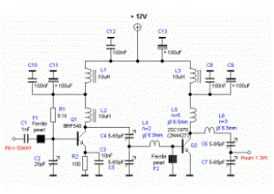 RF Amplifier circuit with 2SC1970 2N4427 Schematic Diagram