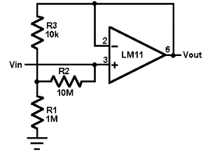 Voltage follower with 1G ohm input resistances