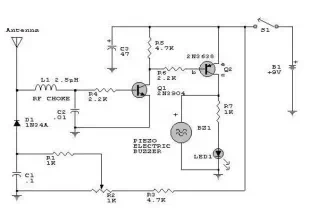 RF detector circuit diagram using transistors