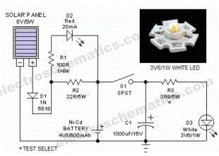 Portable Solar Powered Lantern Circuit