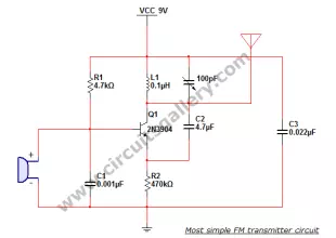 Most simple FM transmitter circuit diagram