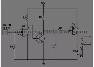 touch switch circuit with 3 transistors