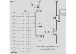 Simple Electronic Combination Lock circuit diagram