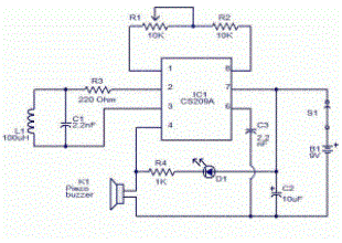 Metal Detector Circuit Schematic using Beat Frequency Oscillator (BFO)