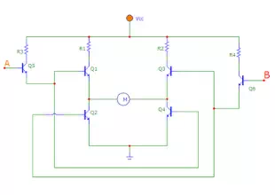  H-bridge circuit using NPN transistors