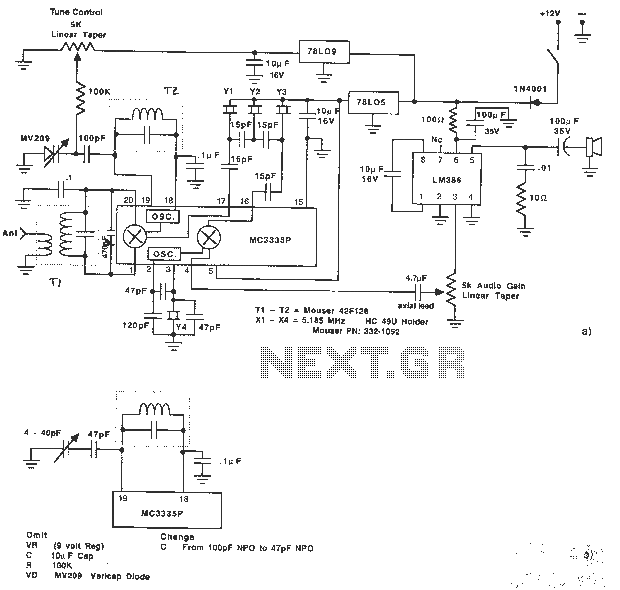 Receiver schematic design using MC3335PSSB
