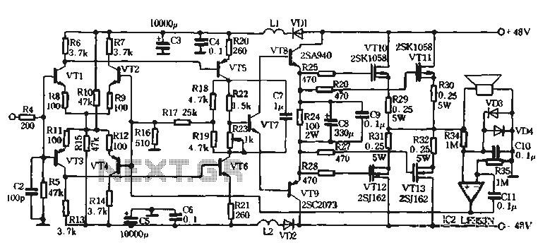 100W switching power amplifier circuit