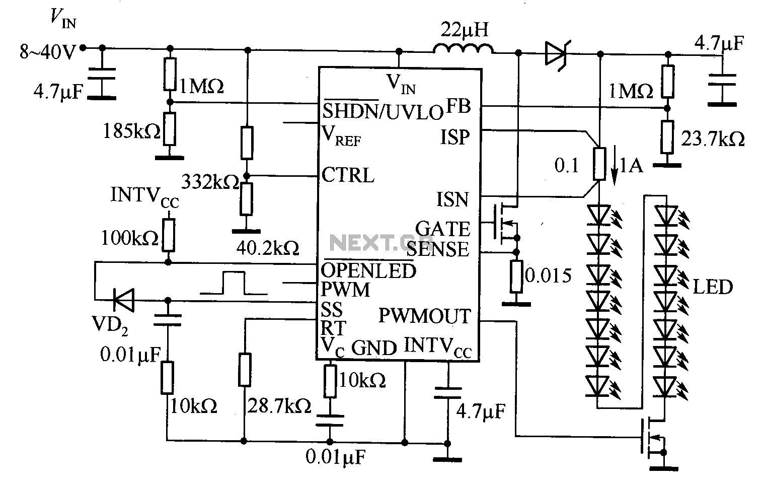 Based on LT3755 50W white LED headlight drive circuit diagram under LED -57840- : Next.gr