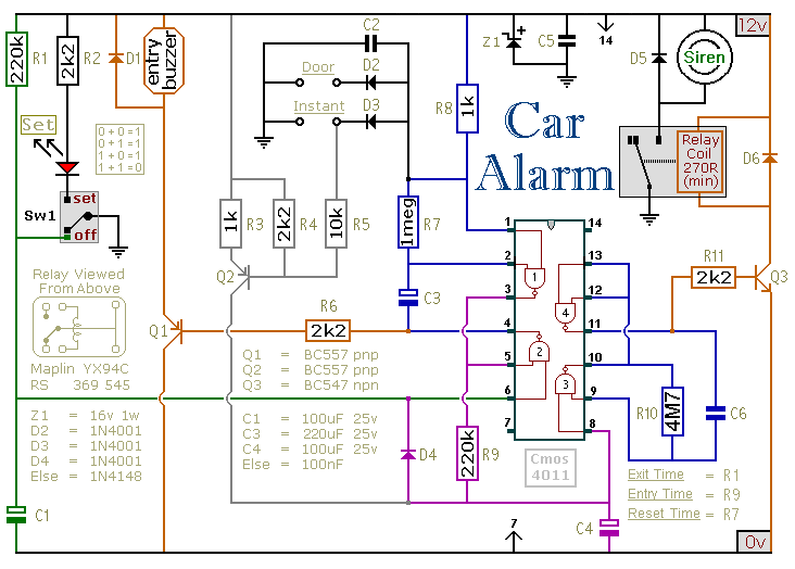 Car Alarm Circuit Automotive Circuits