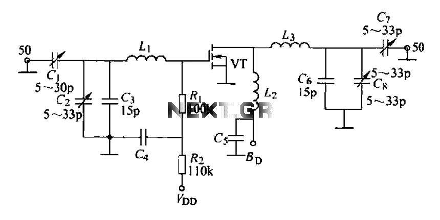 175MHz high-frequency amplifier circuit composed by a field effect transistor
