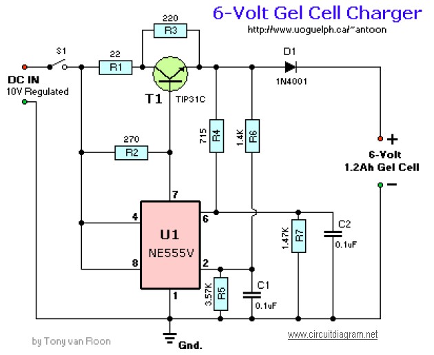 6V Gel Cell Battery Charger under Repository-circuits -23255- : 