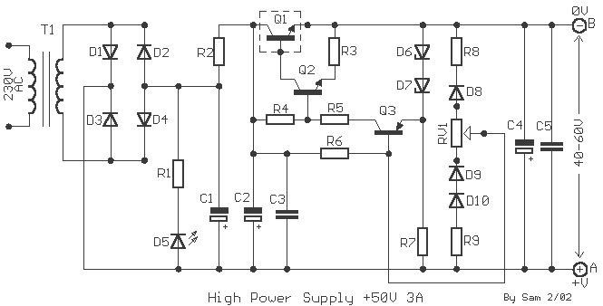Схема пауэр. Схема блока питания на 50 вольт. Стабилизатор напряжения на 50 вольт схема. Блок питания 50 вольт 5 ампер. Лабораторный блок питания 60 вольт 15 ампер.