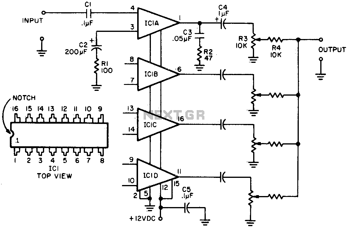 4 Channel Audio Mixer Circuit Diagram