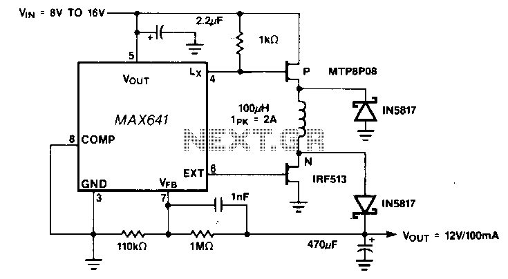 Schematic diagram of a basic Step-Up converter integrated in a