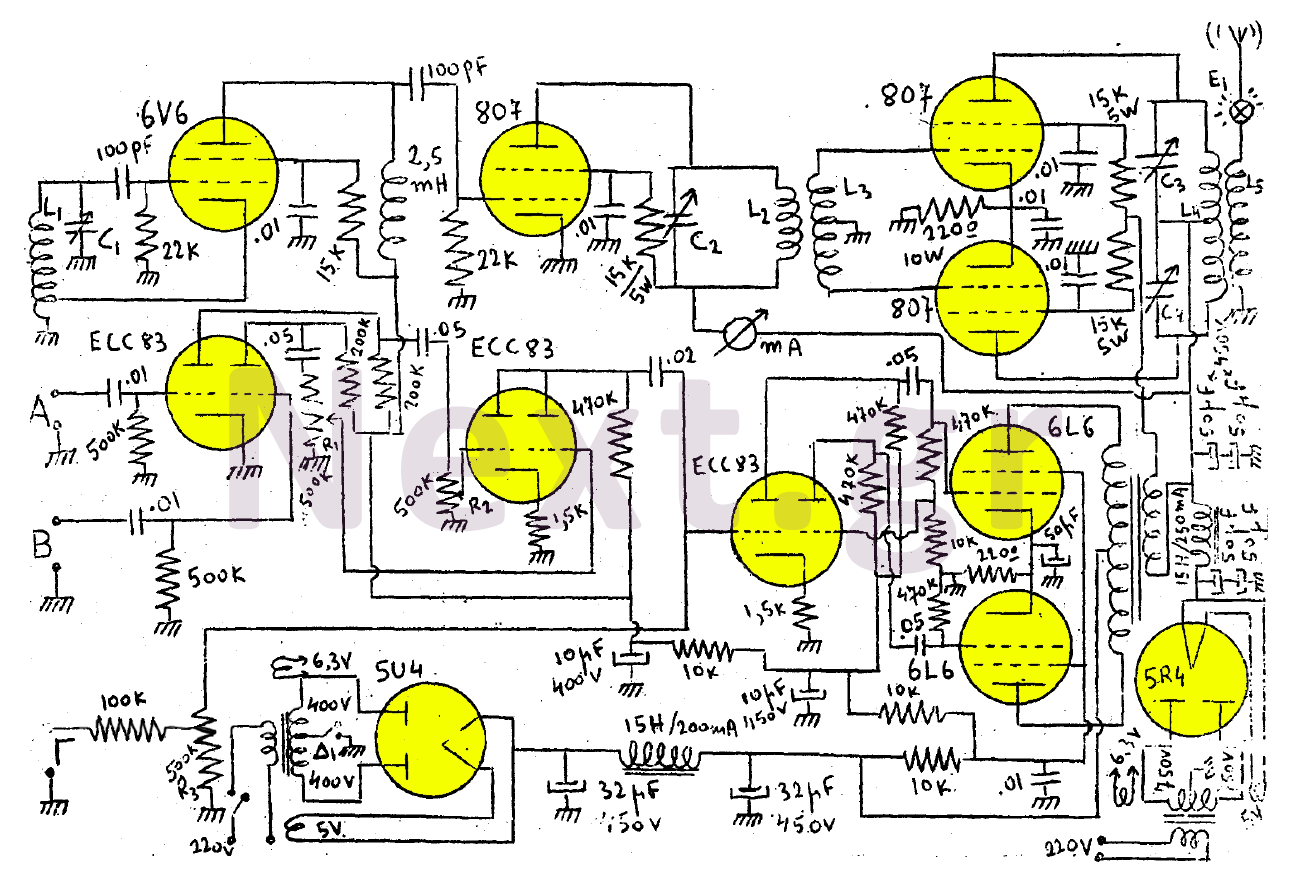 100W AM Valve RF Transmitter circuit