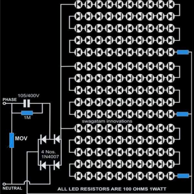how to build homemade led tube light – Circuit Schematic