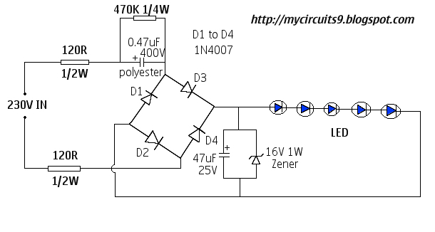 230V LED DRIVER CIRCUIT under Repository-circuits -47773- 