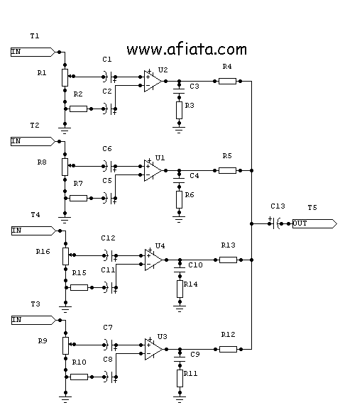 LM3900 Audio Mixer Circuit