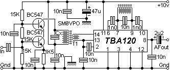 Tba что это. Микросхема tba120t усилитель. Tba120s схема включения. Tba820 УНЧ трансивера. Трансивер на tba120u.