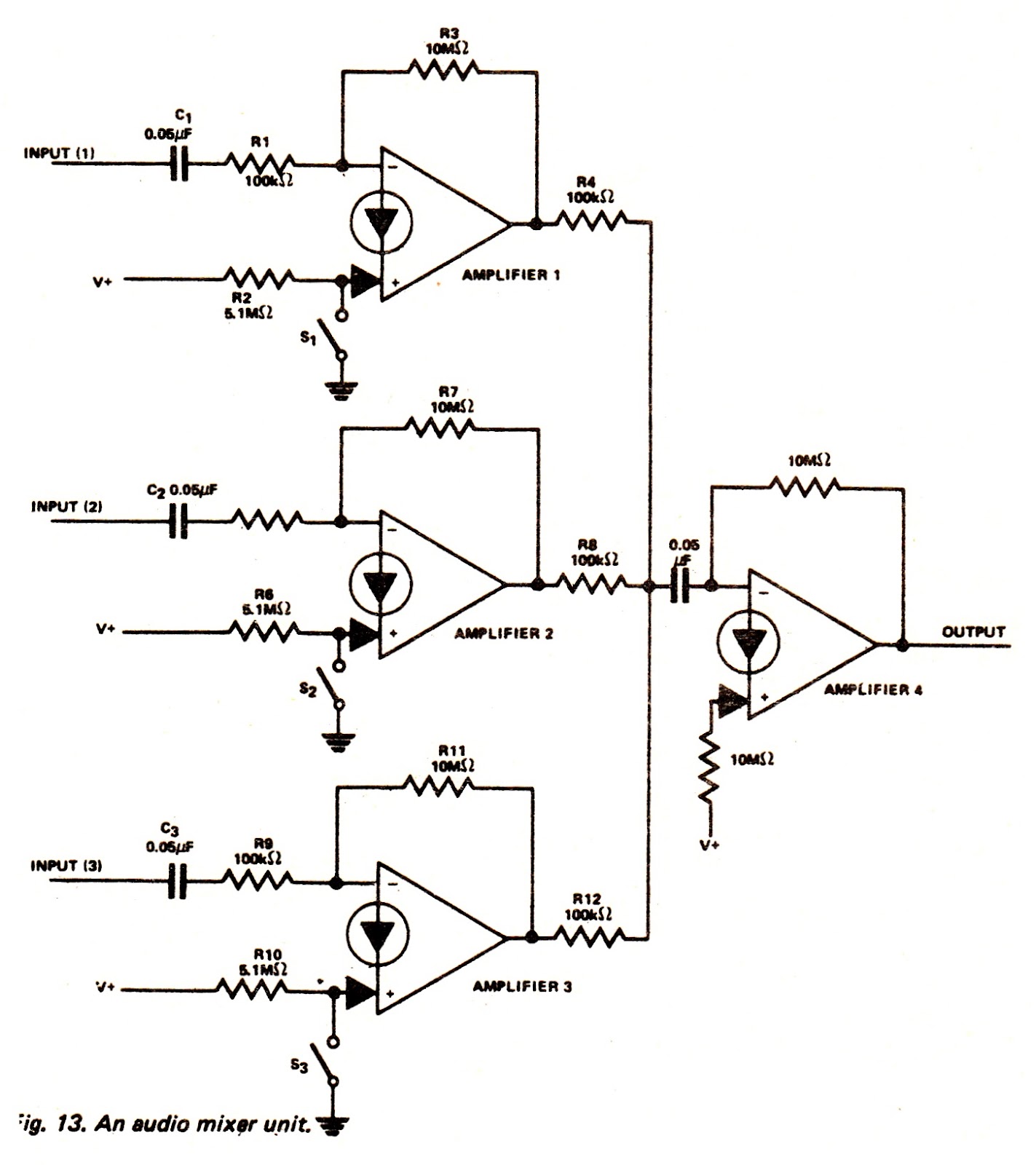 Simple Audio Mixer Circuit Diagram