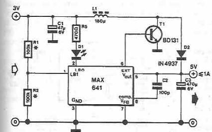 Schematic diagram of a basic Step-Up converter integrated in a