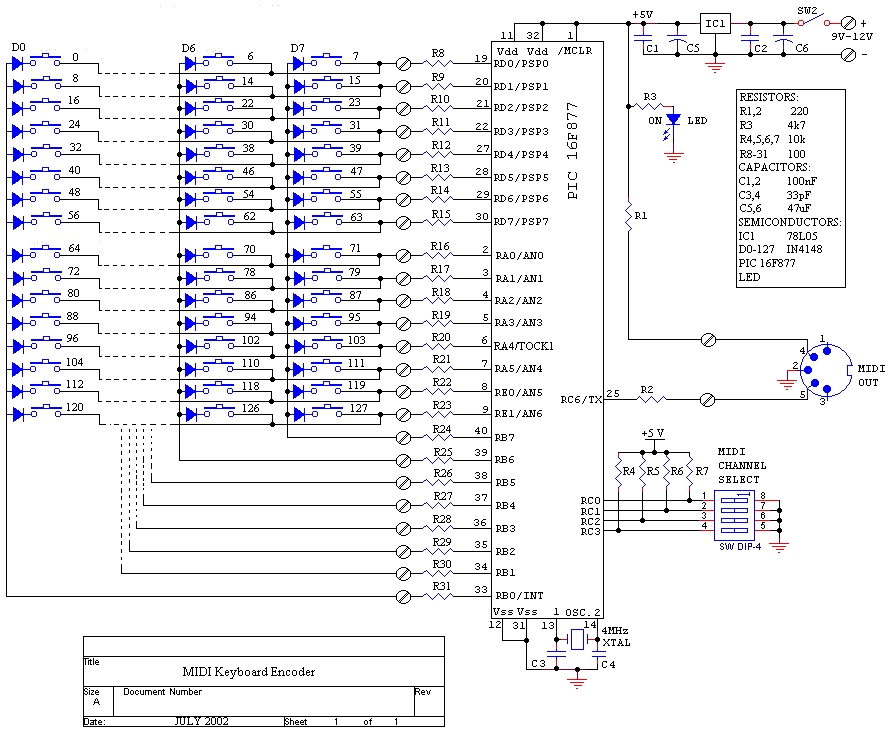 Keypad Encoder Searching Circuits, Keyboard Wiring Diagram