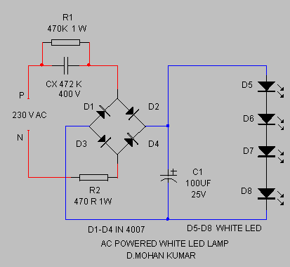 AC Powered White Led Repository-circuits -22177- : Next.gr