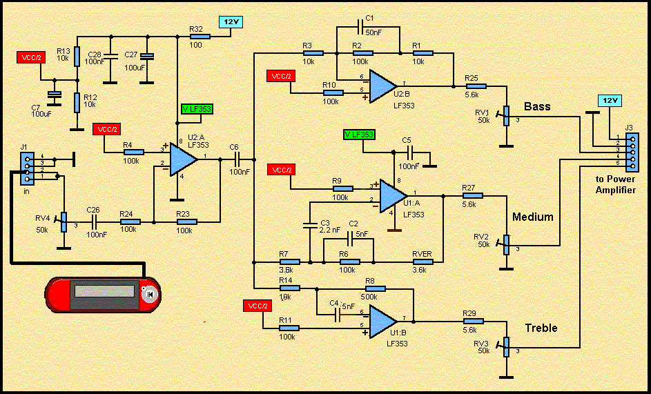 Car Audio Circuit Automotive Circuits, Wiring Diagram For Car Stereo With Amplifier Circuit