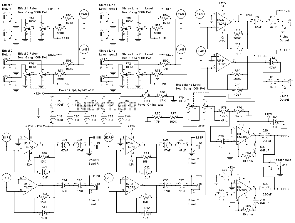 Professional Audio Mixer Circuit Diagram