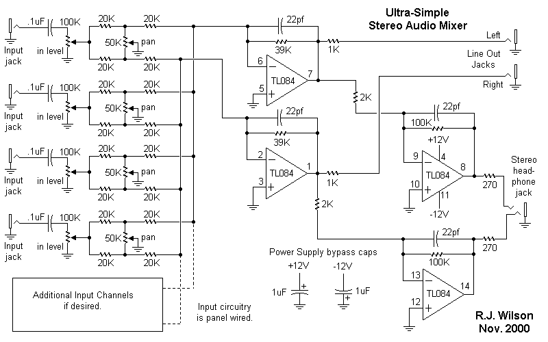 Audio Mixer Circuit Diagram Pcb