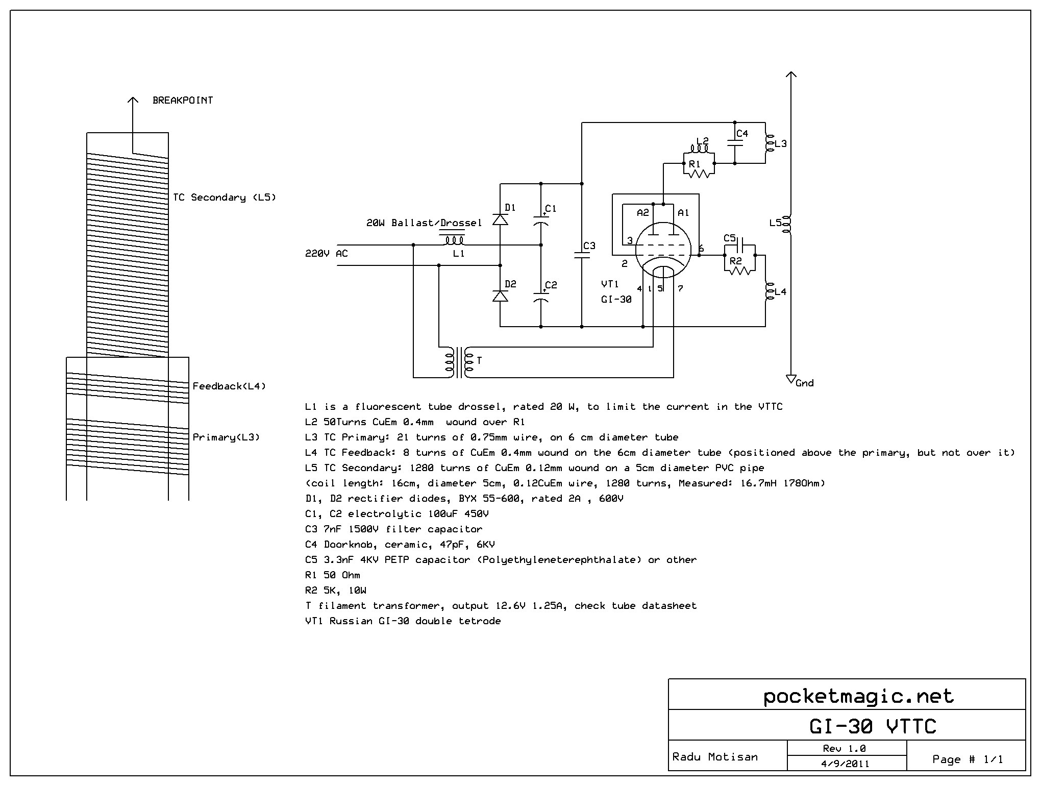 VTTC: Vacuum Tube Tesla Coil