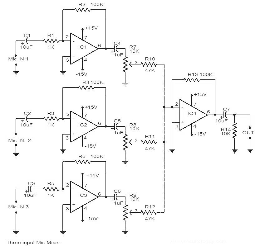 8 Channel Audio Mixer Circuit Diagram